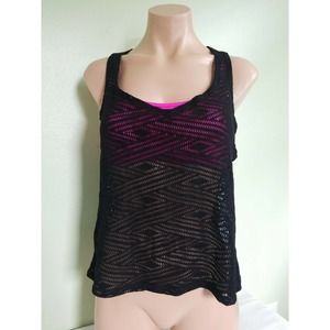 Go by Gossip black pink layered tankini top 2in1 size S